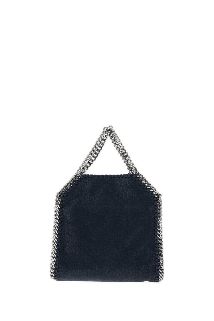 Stella Mccartney Falabella Tiny Shoulder Bag With Dual Handles And Chain Strap In Black