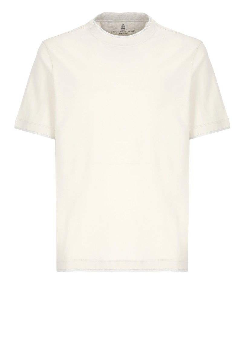 Brunello Cucinelli White Cotton T-shirt In Neutral