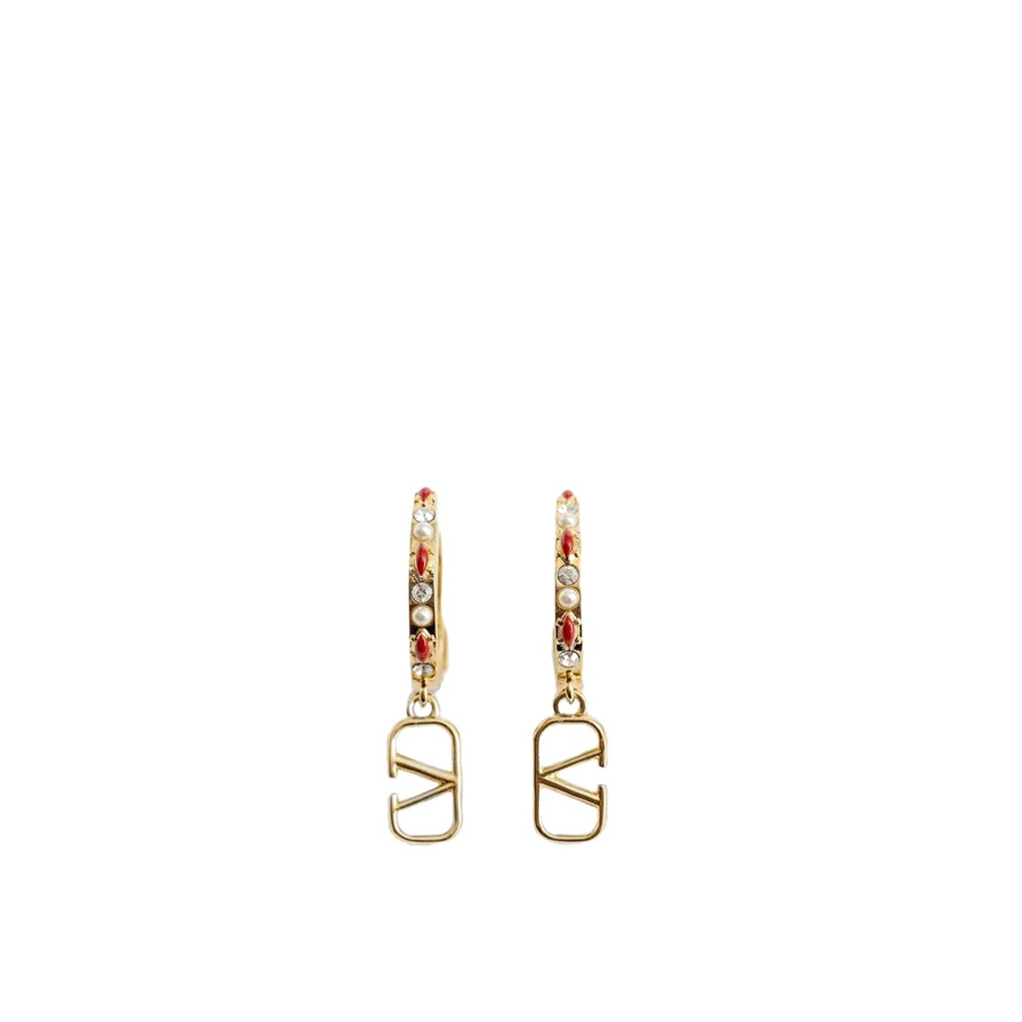 Shop Valentino Bejeweled Gold-tone Hoop Earrings