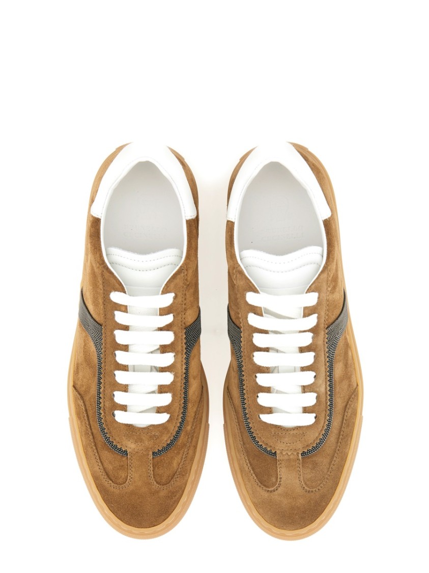 Brunello Cucinelli Leather Sneaker In Brown