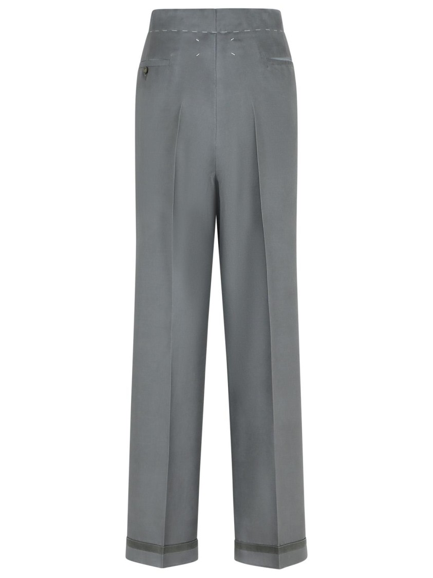 Maison Margiela Mohair Blend Trousers Featuring Drawstring Waist In Grey