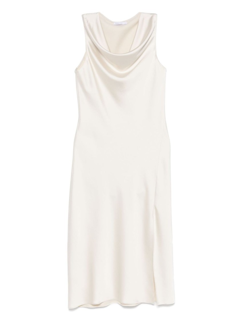 PATRIZIA PEPE PATRIZIA PEPE COWL NECK MIDI DRESS WITH SIDE SLIT 