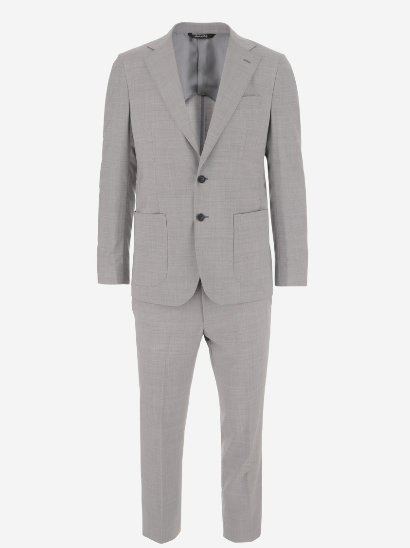 Brian Dales Light Gray Wool Suit With Single-breasted Blazer And Wide-leg Trousers