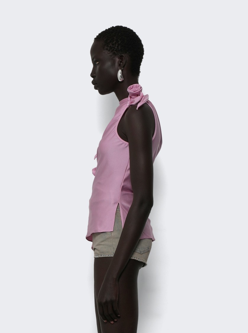 Coperni Sleeveless Side Slit Top Soft Asymmetric Bow In Purple