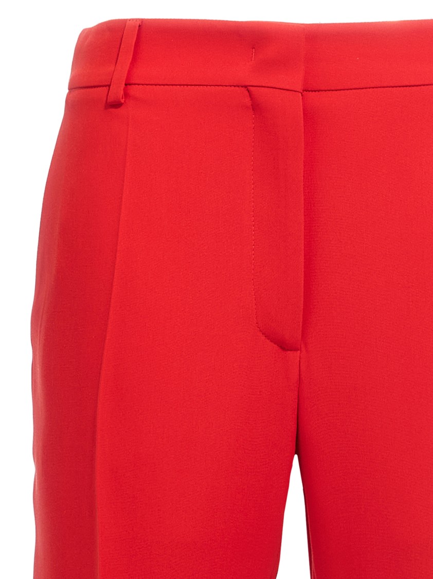 Valentino Garavani Silk Cady Trousers With Tailored Silhouette In Red