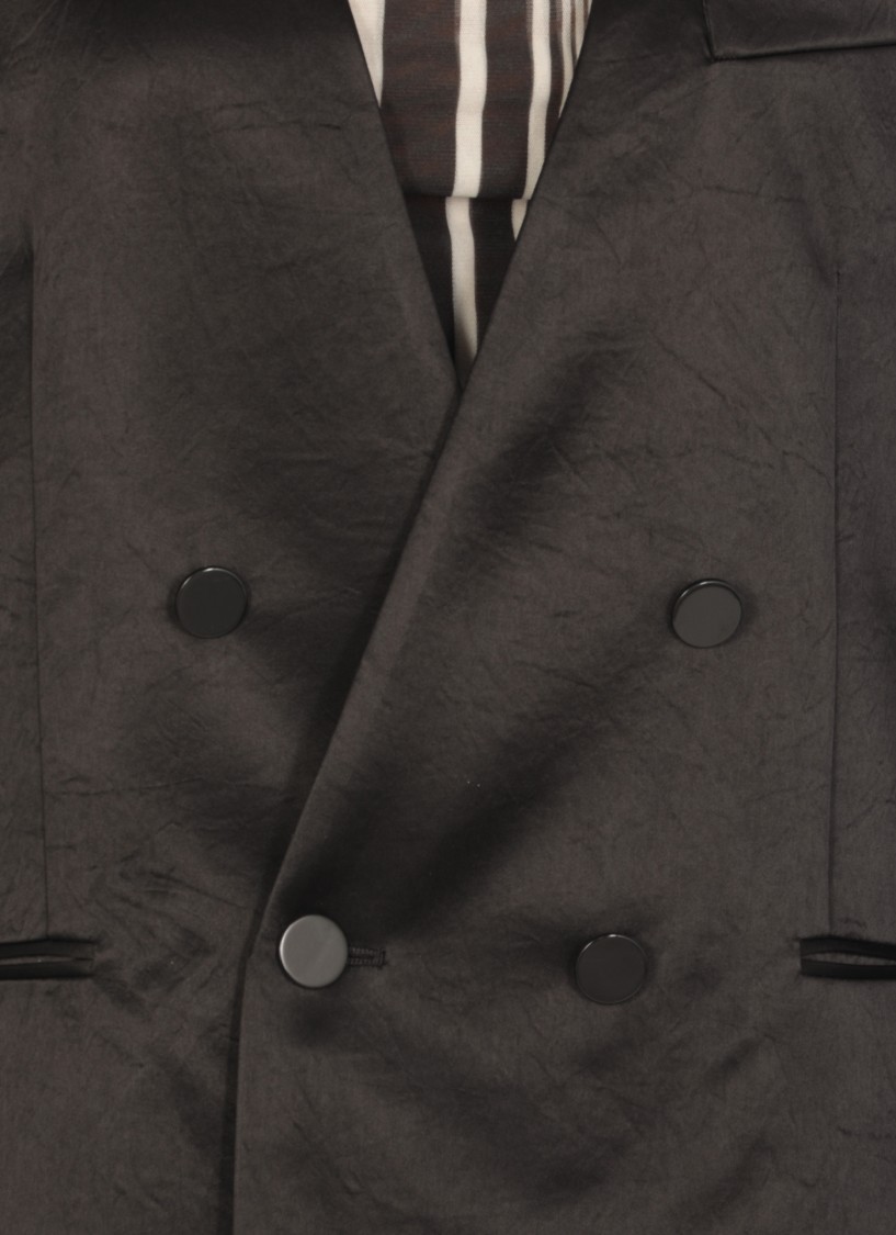 Philosophy Di Lorenzo Serafini V-neck Satin Blazer With Double-breasted Closure In Black