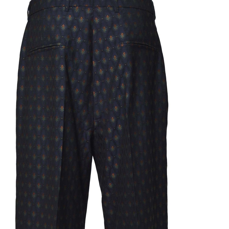 パンツ Etro Blue Jacquard Wool Palazzo Pants Etro Blue Jacquard Wool Palazzo Pants Wide | THE LIST