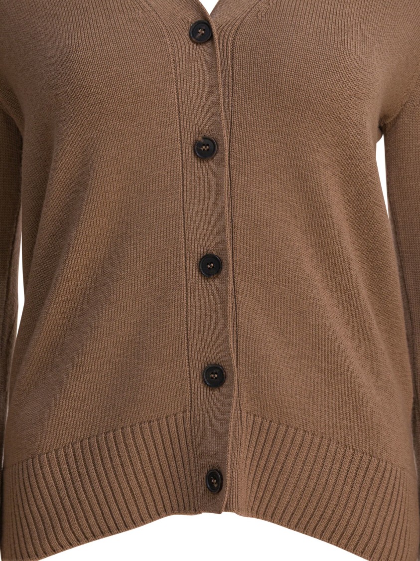 Max Mara V-neck Brown Wool Cardigan In Brown