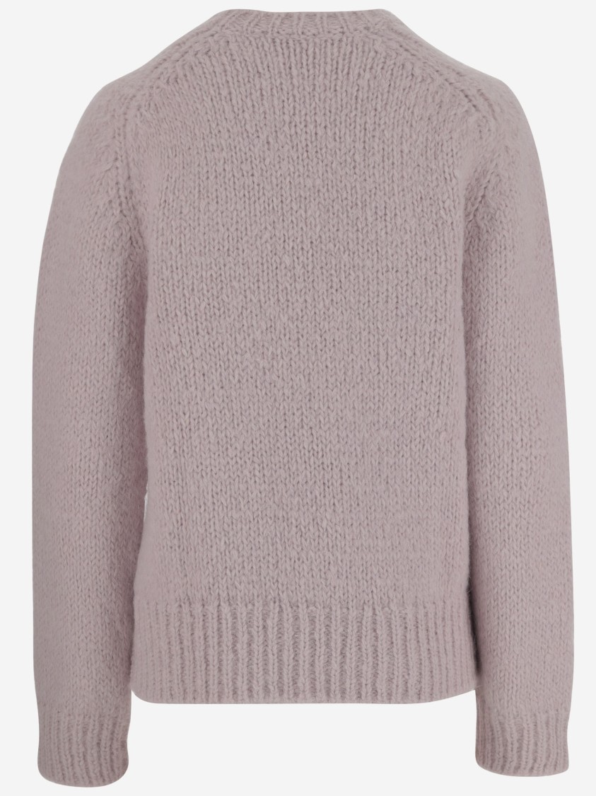 Jil Sander Wool Blend Crew Neck Sweater With Ribbed Details In Gray