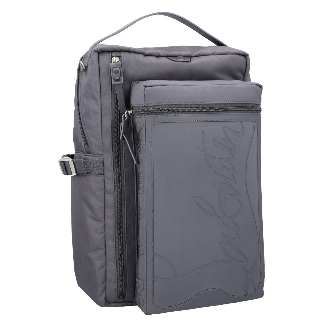Christian Louboutin Loubideal Small Rubber Backpack With Signature Detail In Gray