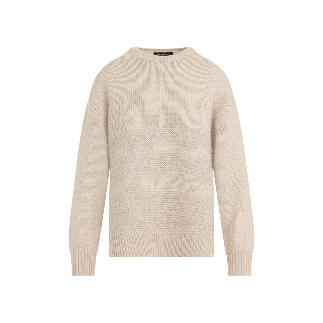 Fabiana Filippi Textured Knit Camel Sweater With Ribbed Edges