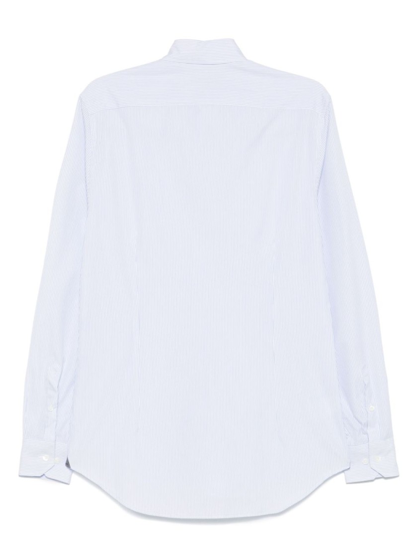 Corneliani Classic Blue Shirt With Button-down Collar In Purple