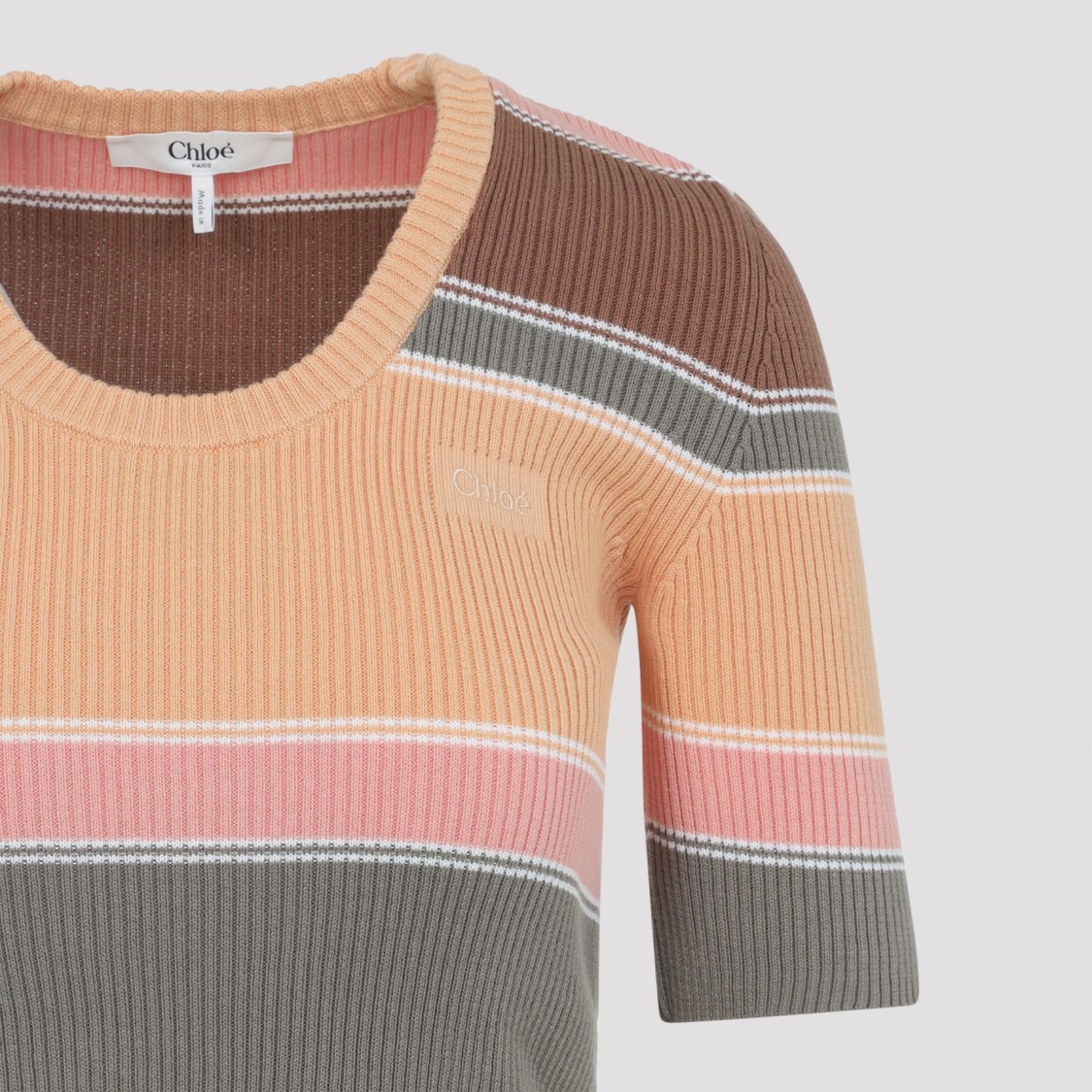 Chloé Multicolor Orange Cotton Sweater In Brown