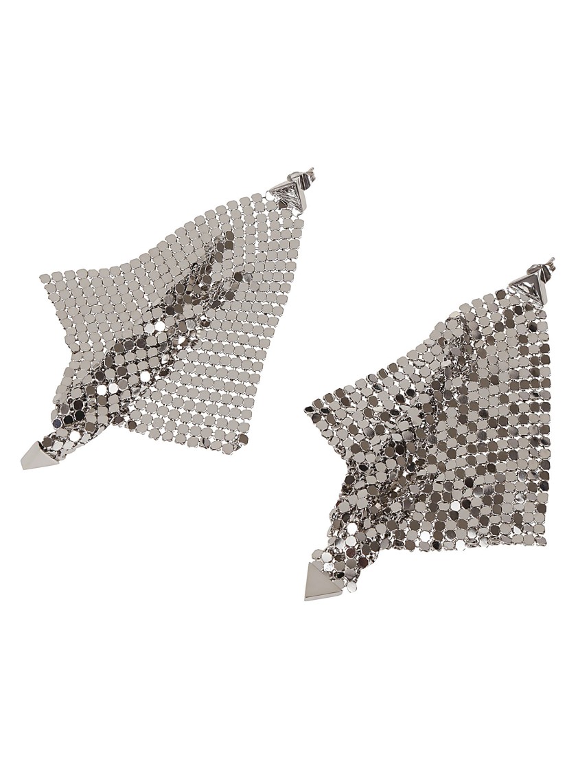 Rabanne Paco Pixel Flow Dangle Earrings In Silver Metal Mesh In Silver