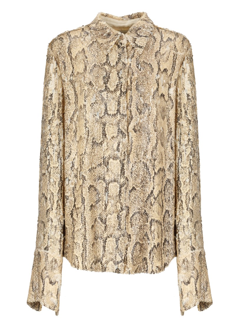 Shop Dries Van Noten Beige Sequin-embellished Shirt