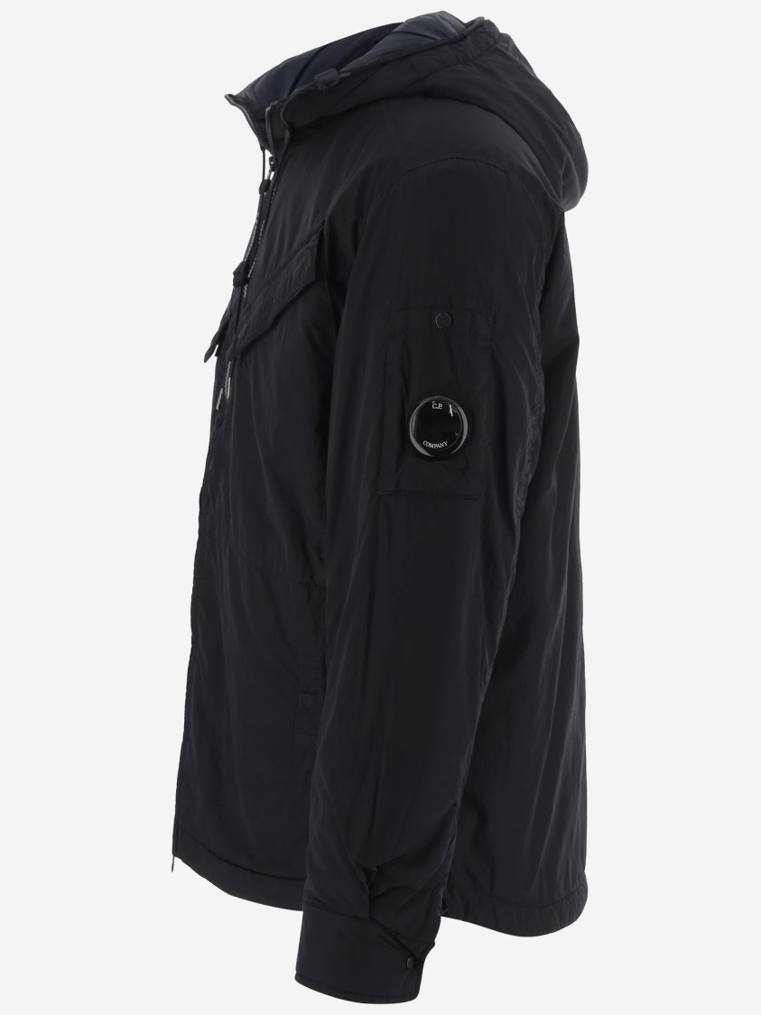 C.p. Company Adjustable Hooded Nylon Jacket In Blue