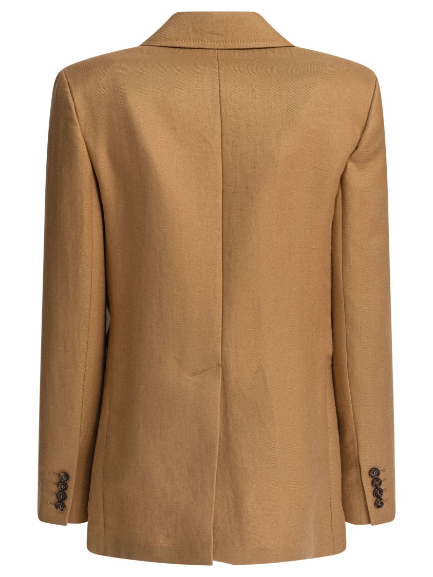 Max Mara Single-breasted Linen Blazer In Brown