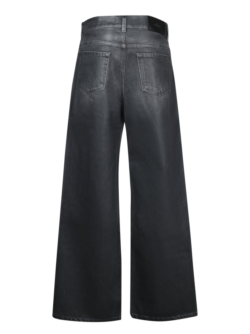 7 For All Mankind Wide-leg Black Jeans With Classic Five-pocket Design In Black