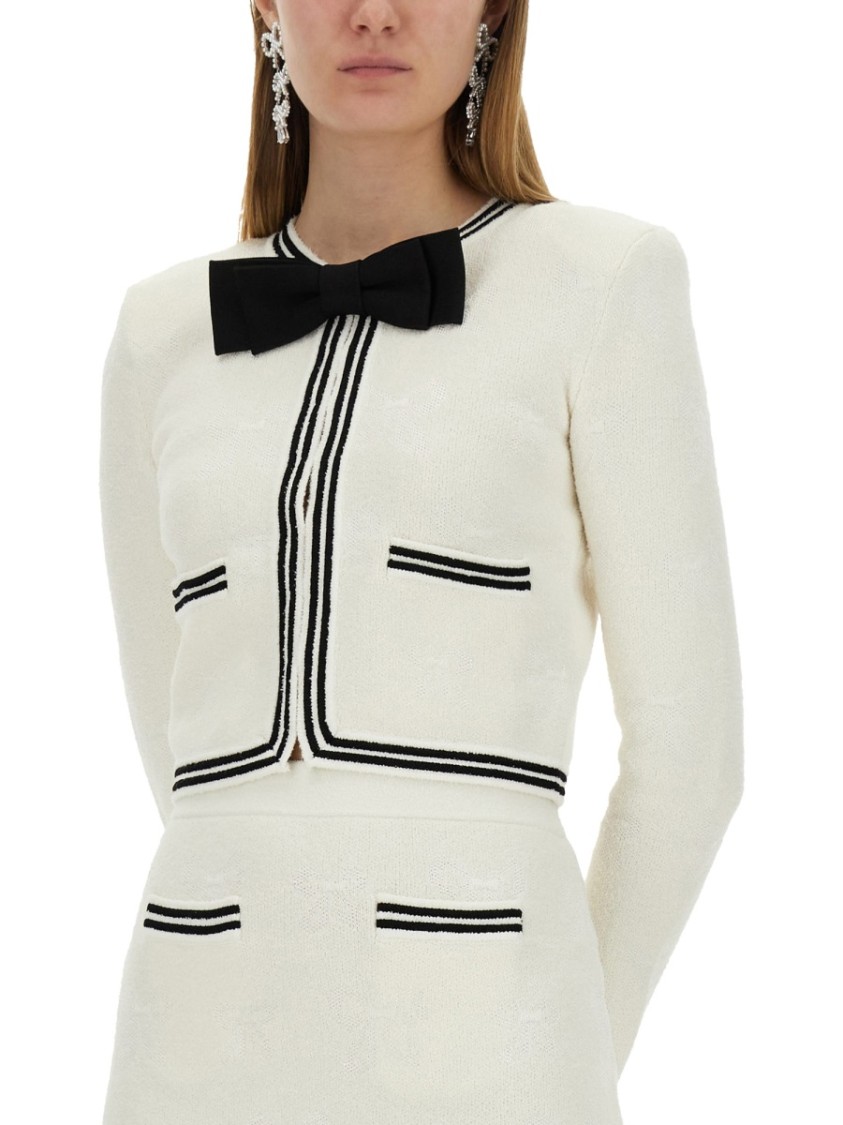 Self-portrait Self Portrait Women Ivory Bow Jacquard Knit Mini Skirt In Neutrals
