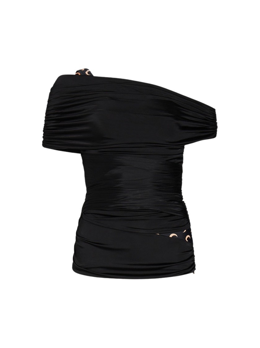 Marine Serre Jersey Draped Off Shoulder Top