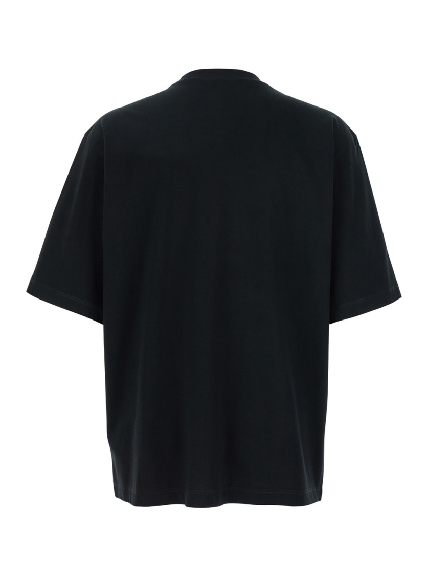 DSQUARED2 DSQUARED2 BLACK CREWNECK T-SHIRT WITH PRINT ON THE FRONT