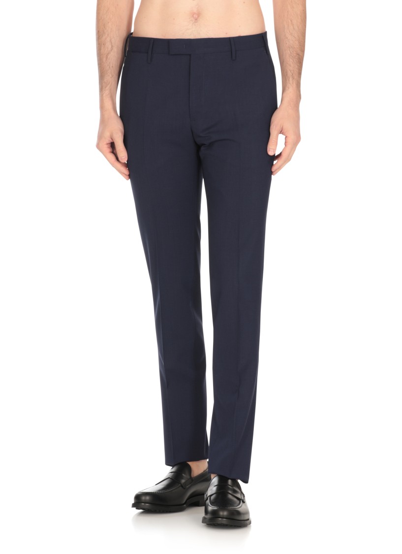Pt Torino Blue Wool Trousers In Blue
