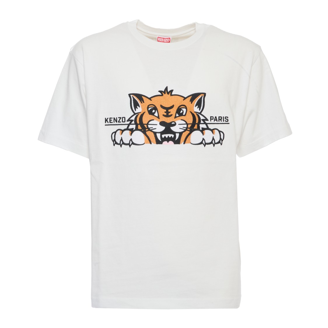 Kenzo Oversized T-shirt With Embroidered Happy Tiger Design In White
