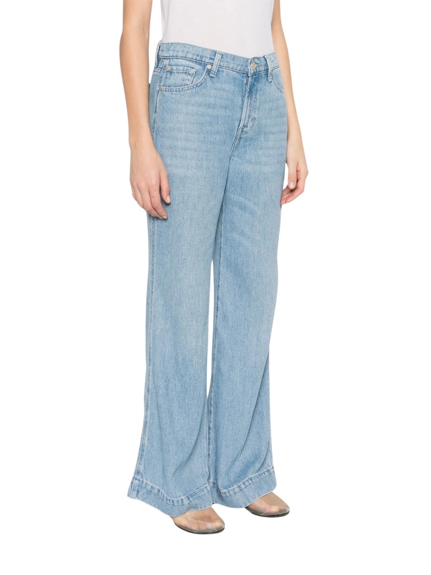 7 For All Mankind Wide-leg High-waisted Denim Jeans In Light Wash In Blue