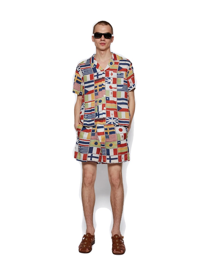 Bode International Straight-leg Printed Linen Shorts In Multicolor