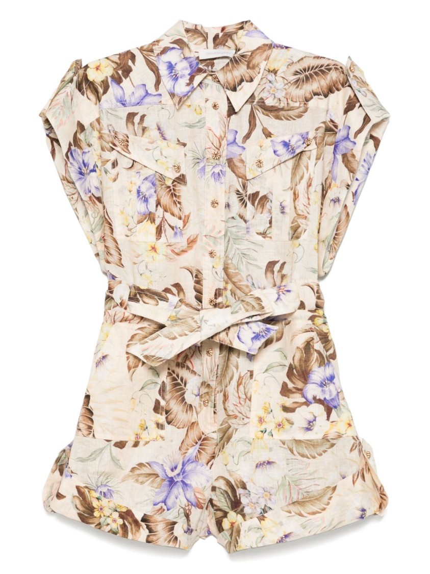 Zimmermann Coco Cuffed Playsuit In Neutral