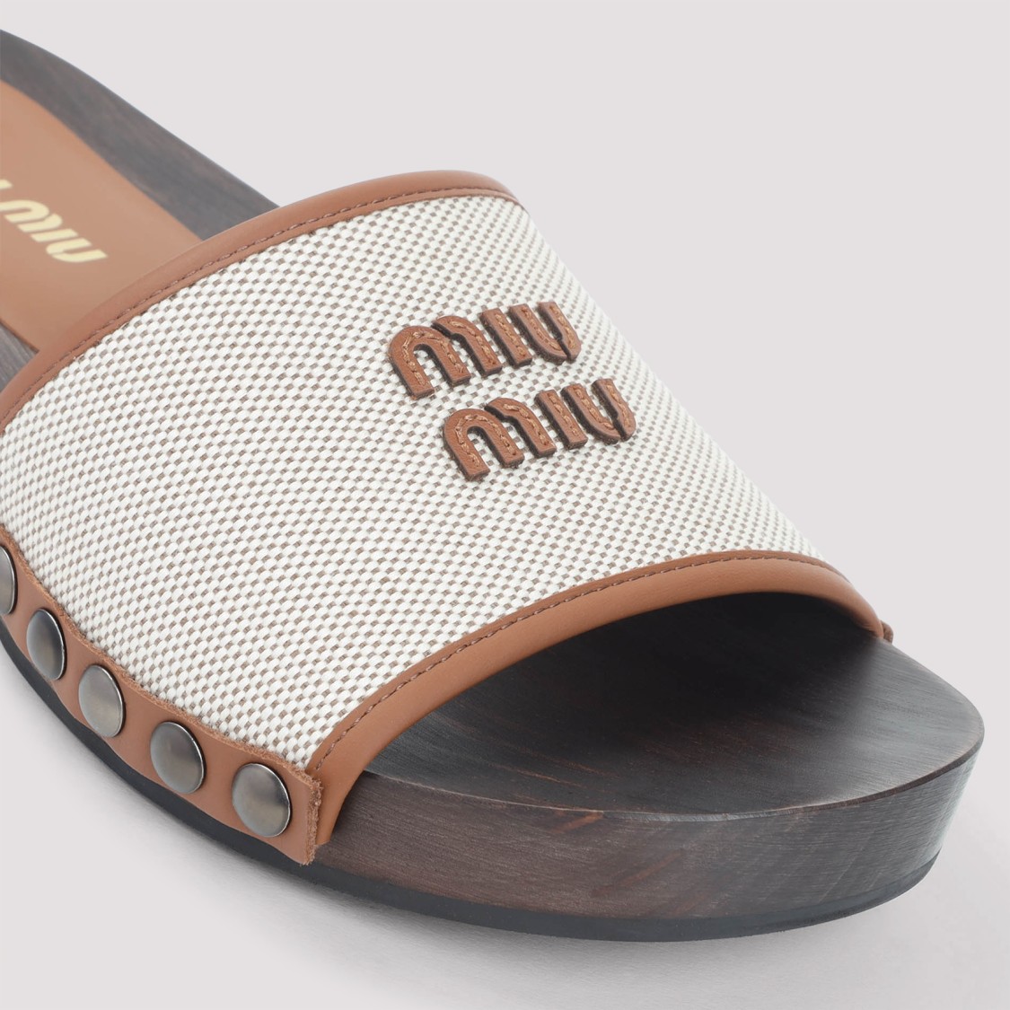 Miu Miu Brown Logo Sandals