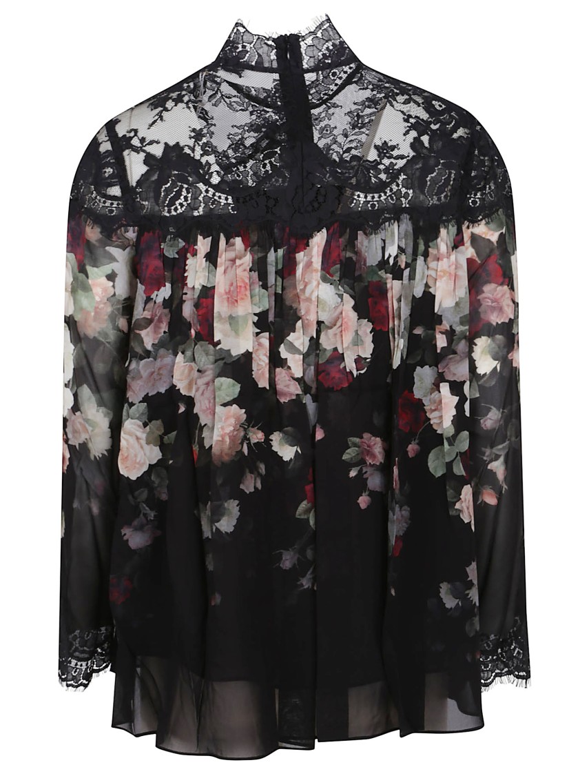 Zimmermann Hypnotic Lace Yoke Blouse Viscose Shirt In Black