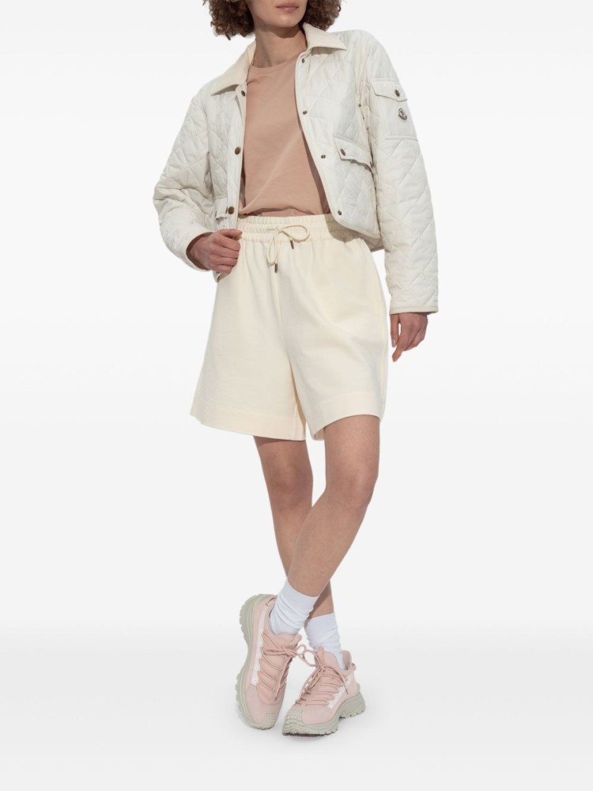 Moncler Cropped Quilted Coat In White