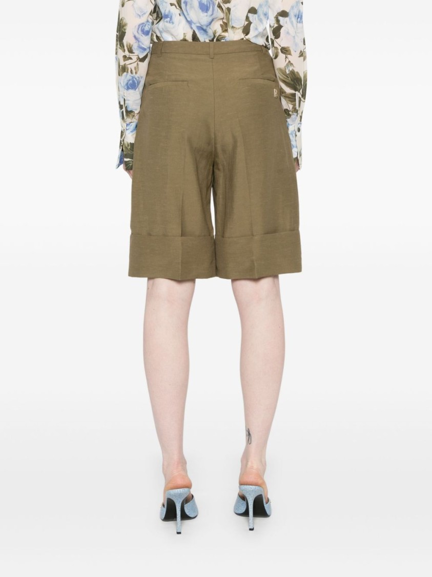 Blugirl Tailored Cuffed Wide-leg Shorts In Green