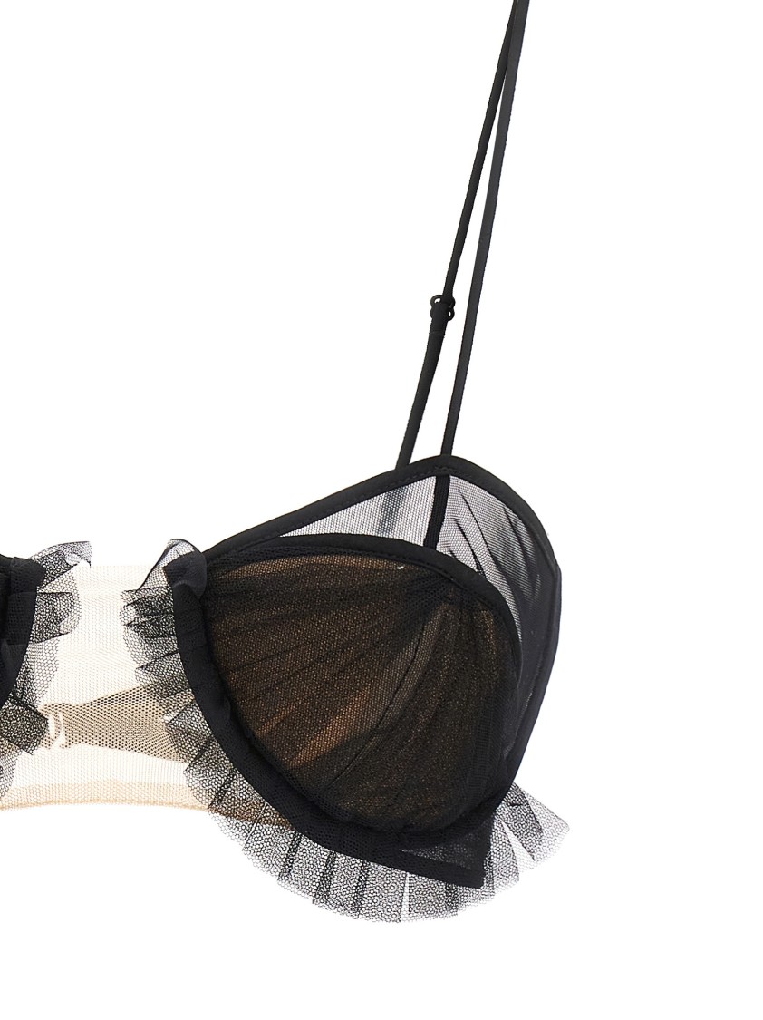 Nensi Dojaka Black Transparent Tulle And Silk Blend Georgette Bra In Black
