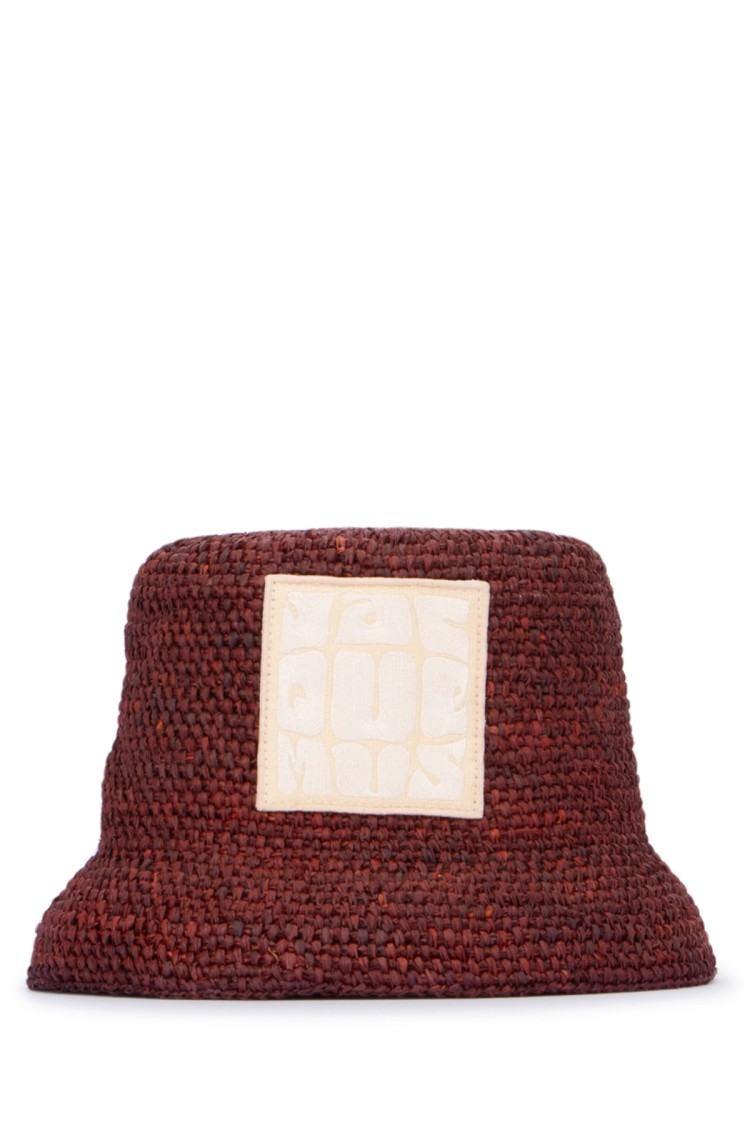 Jacquemus Structured Bucket Hat With Woven Texture In Brown