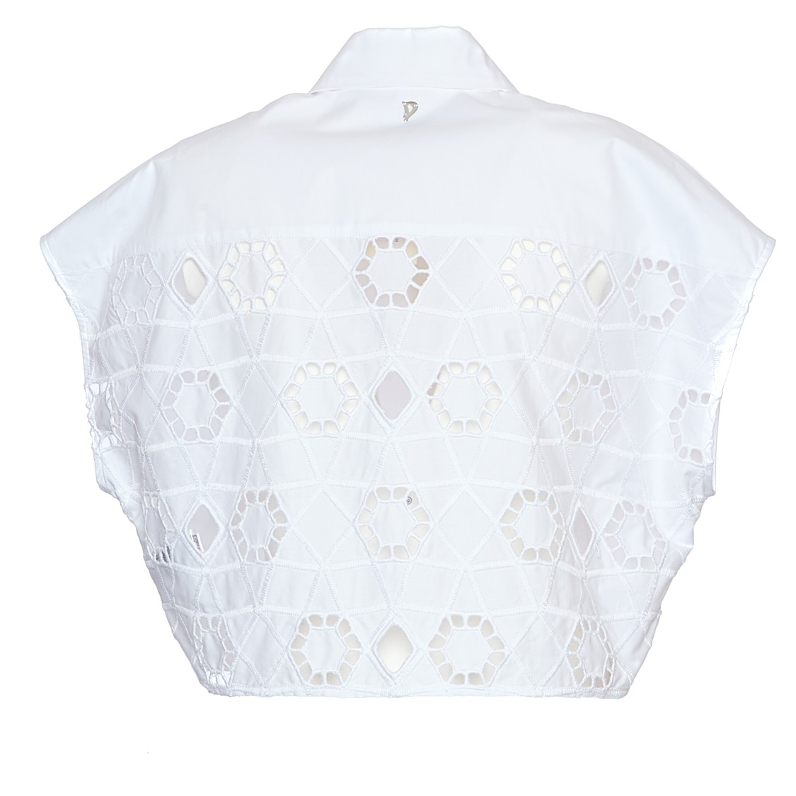 Dondup Cropped White Shirt With Lace Detailing In White