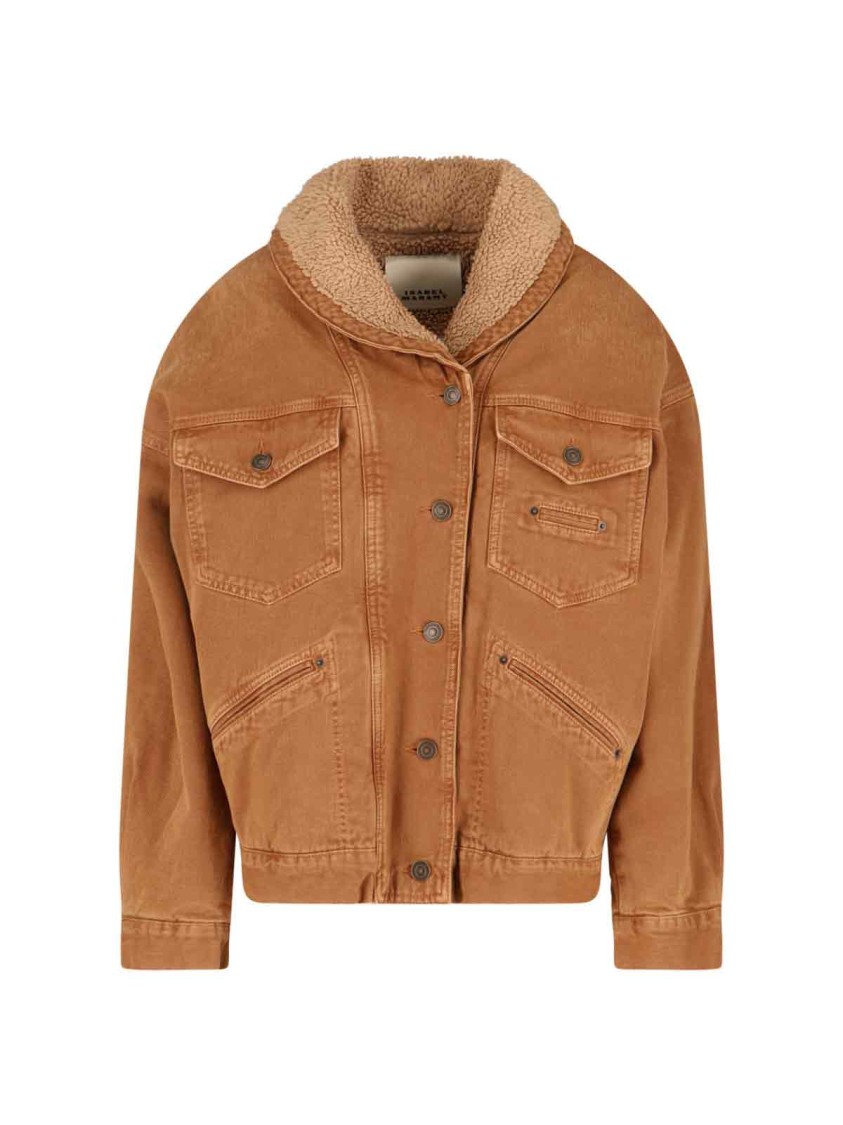 Isabel Marant Classic Brown Jacket With Textured Collar And Functional Pockets In Brown