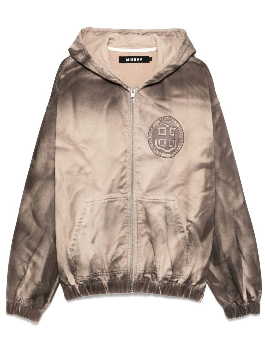 Misbhv Beige Tie-dye Zip-up Sweatshirt With Hood