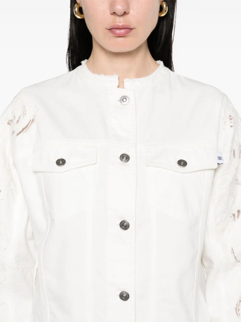 Ermanno Scervino Cropped Cotton Jacket With Button-up Front In White