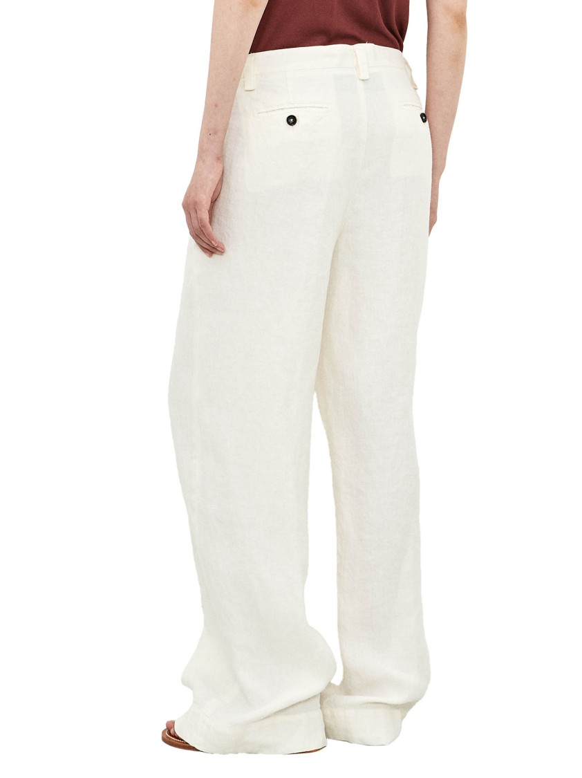 Massimo Alba Wide-leg Herringbone Linen Trousers From In White
