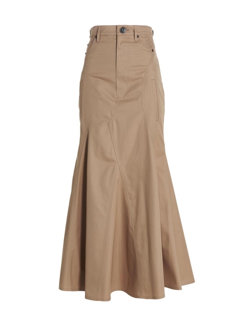 Burberry Button-closure Maxi Skirt With Flattering Silhouette In Neutral
