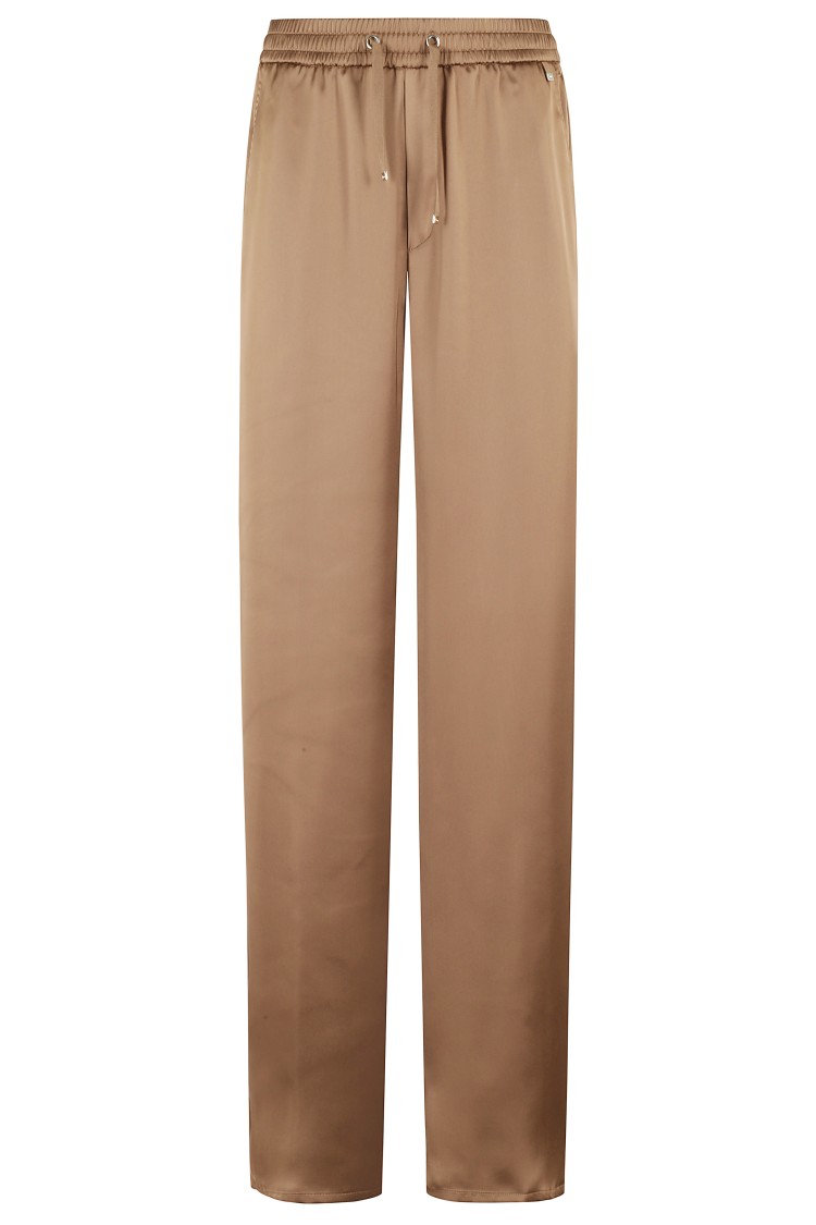 Herno Relaxed-fit Pants With Elasticized Waistband And Drawstring In Brown
