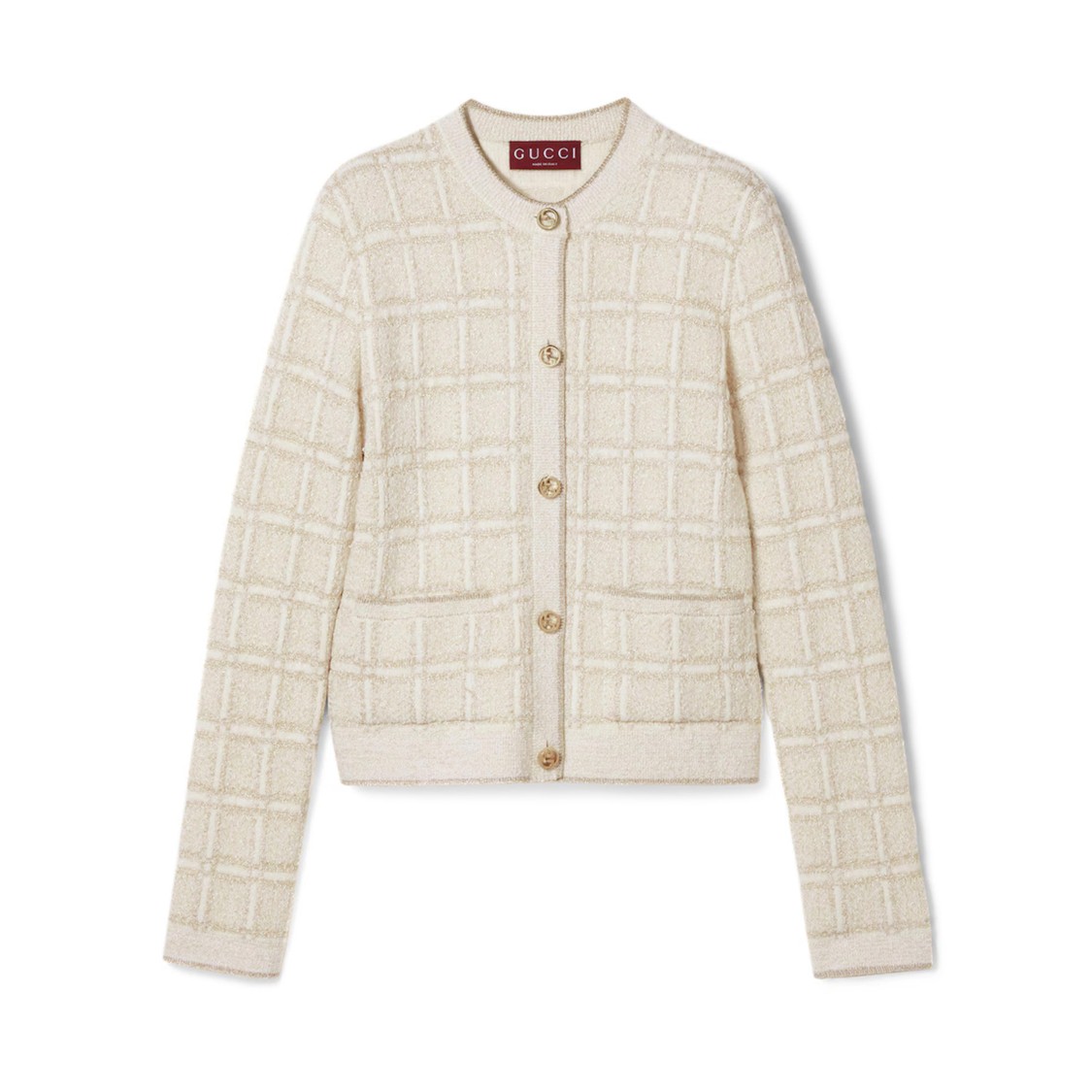 Gucci Checked Lamé Wool-blend Jacquard Blazer In Neutrals