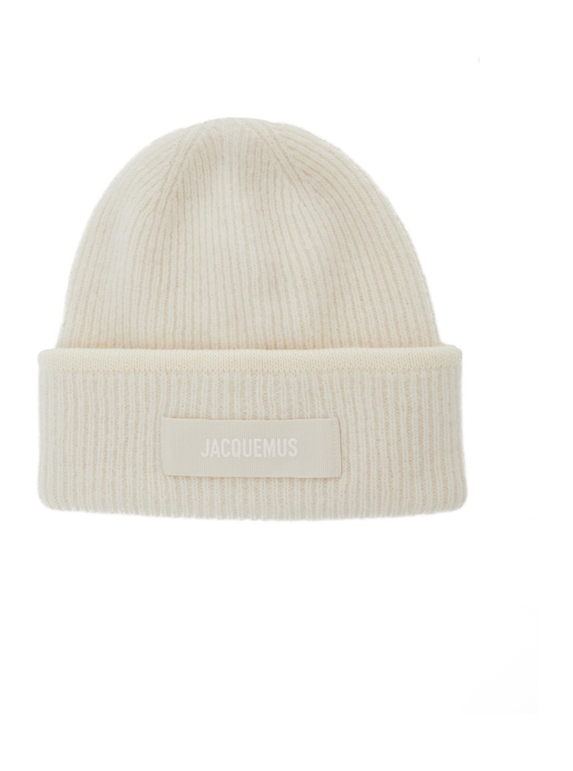 Jacquemus Ribbed Knit Beanie With Folded Cuff In Neutral
