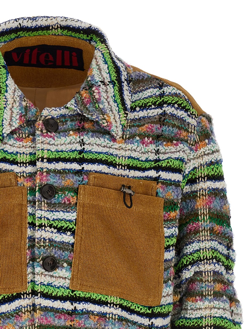 Vitelli Textured Ribbed Hem Jacket With Chest Pockets In Gray