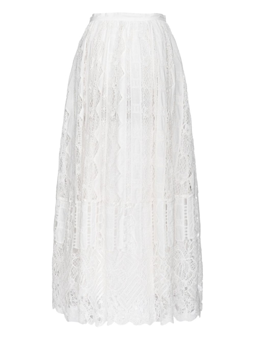 Pinko Flowing Maxi Skirt With Intricate Lace Detailing