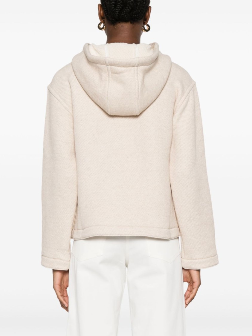 Max Mara Logo Cotton Hoodie With Classic Hood And Ribbed Finish In Multi