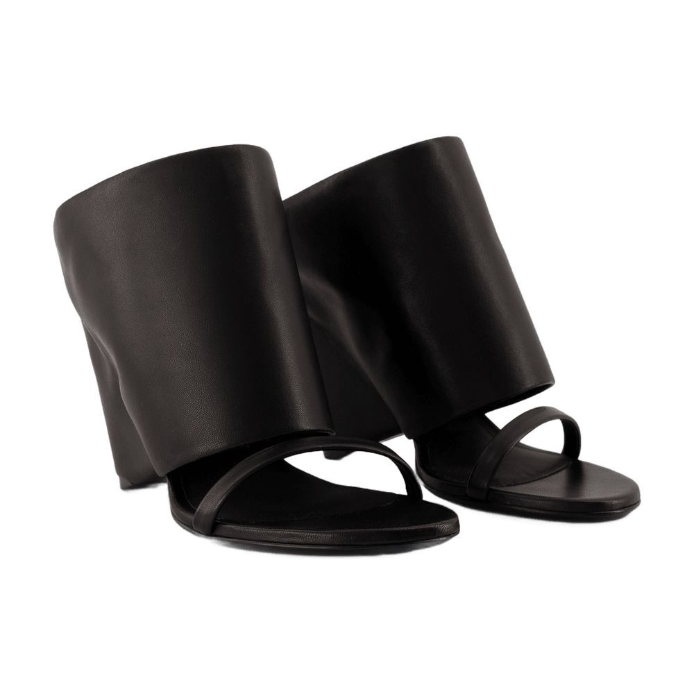 Shop Courrèges Structured Calfskin Ankle-wrap Sandals By In Black