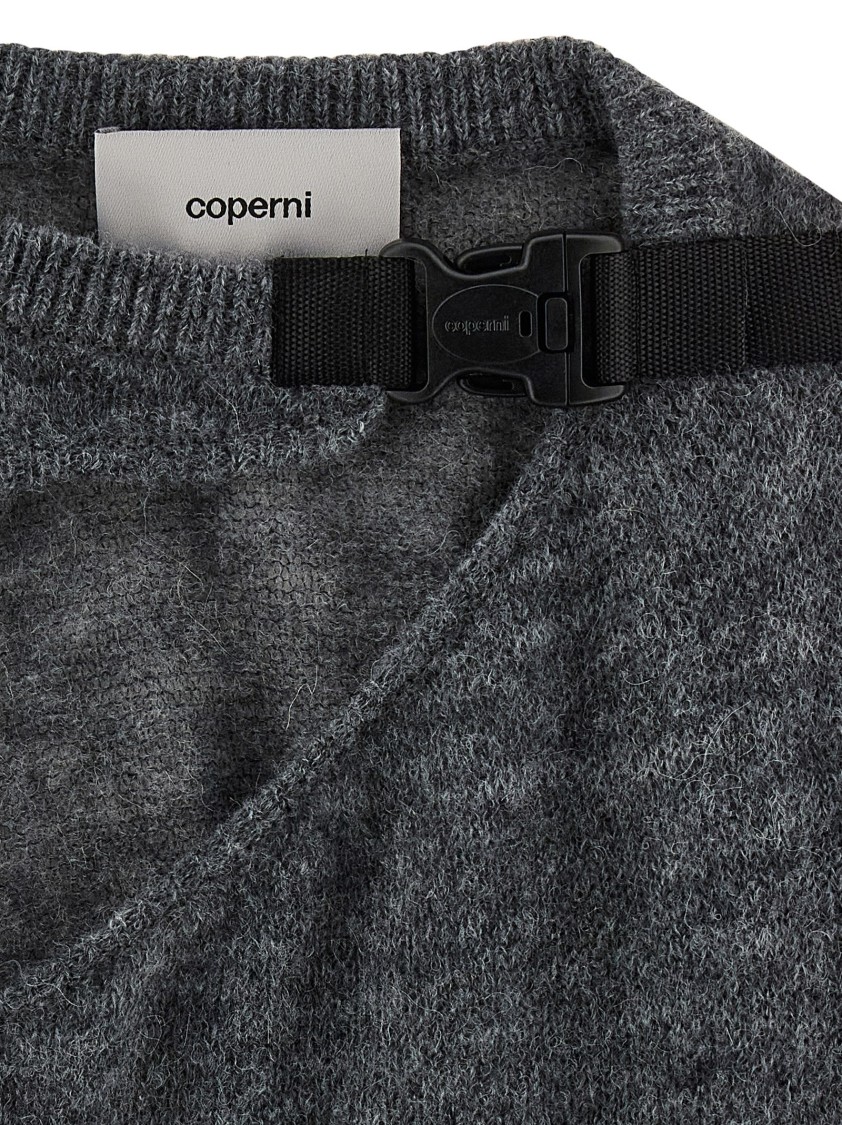 Coperni Buckle Cut-out Sweater In Gray